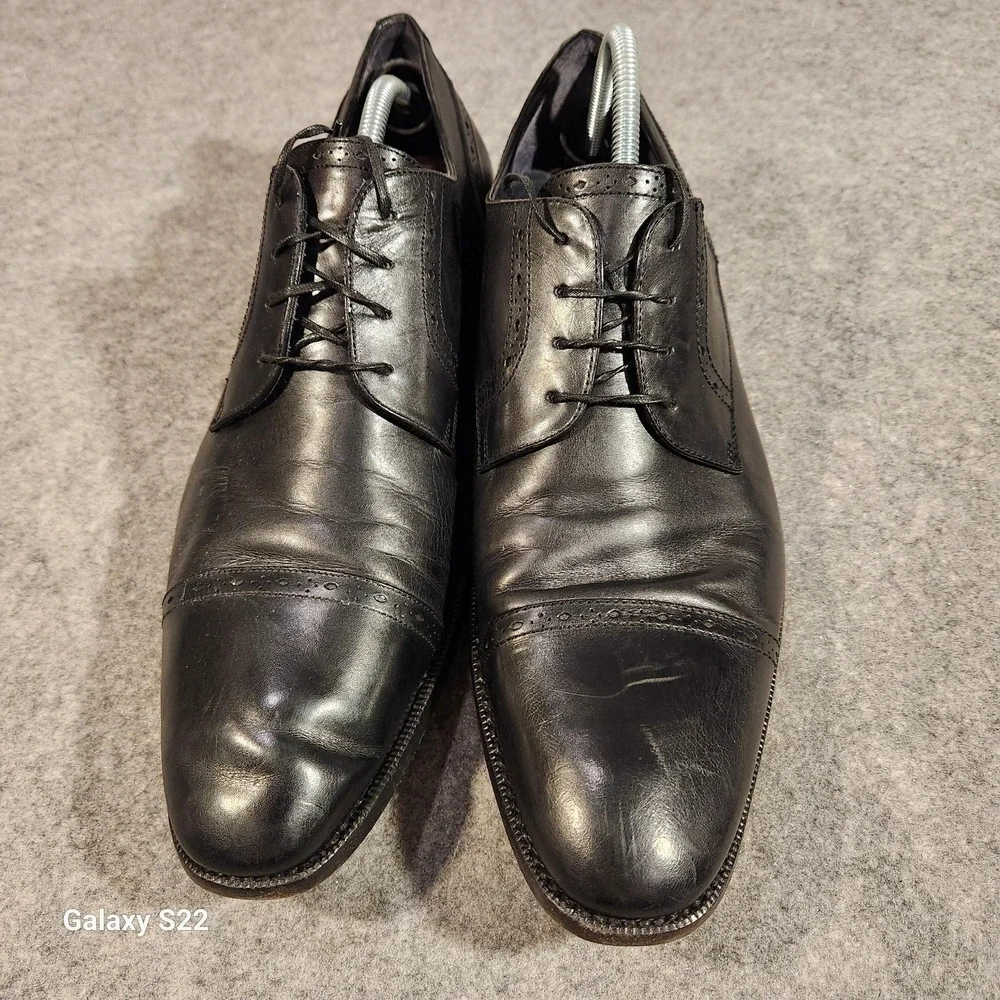 Ermenegildo Zegna Fatto A Mano Black Leather Cap Toe Brogue Oxfords Mens 13 US